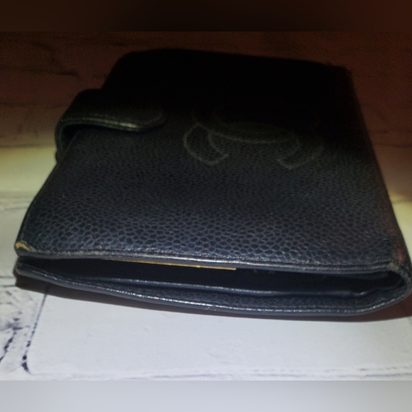 Chanel Black Embossed Caviar Leather long wallett vintage - Picture 7 of 16